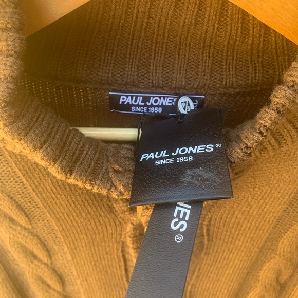 Paul Jones Mens Cable Knit Brown Acrylic Cardigan Sweater Sz XL- NWT - Picture 5 of 5